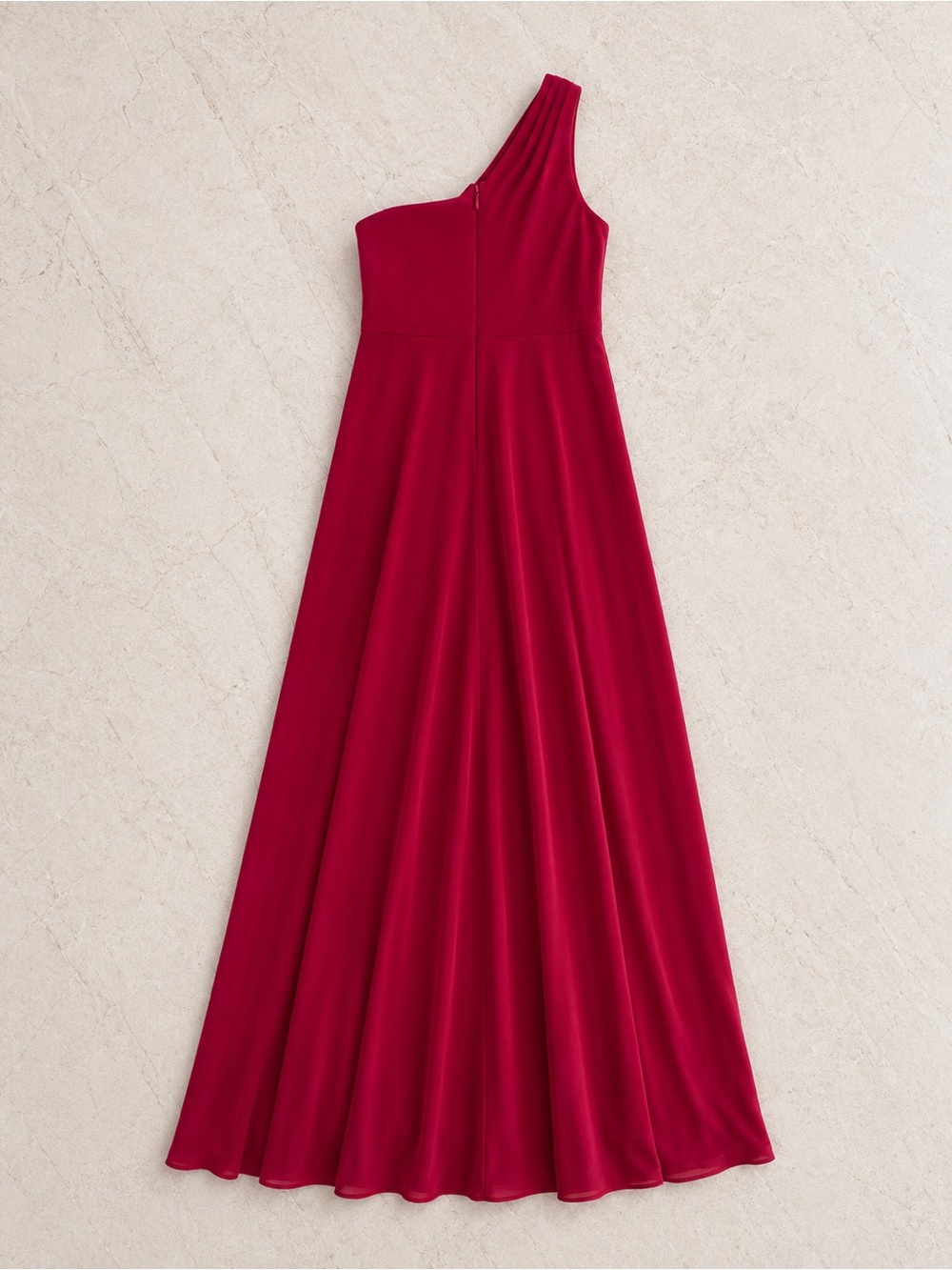 Azazie One-Shoulder Maxi Chiffon Formal Bridesmaid Dress Burgundy Red - Size A8 - Picture 3 of 11